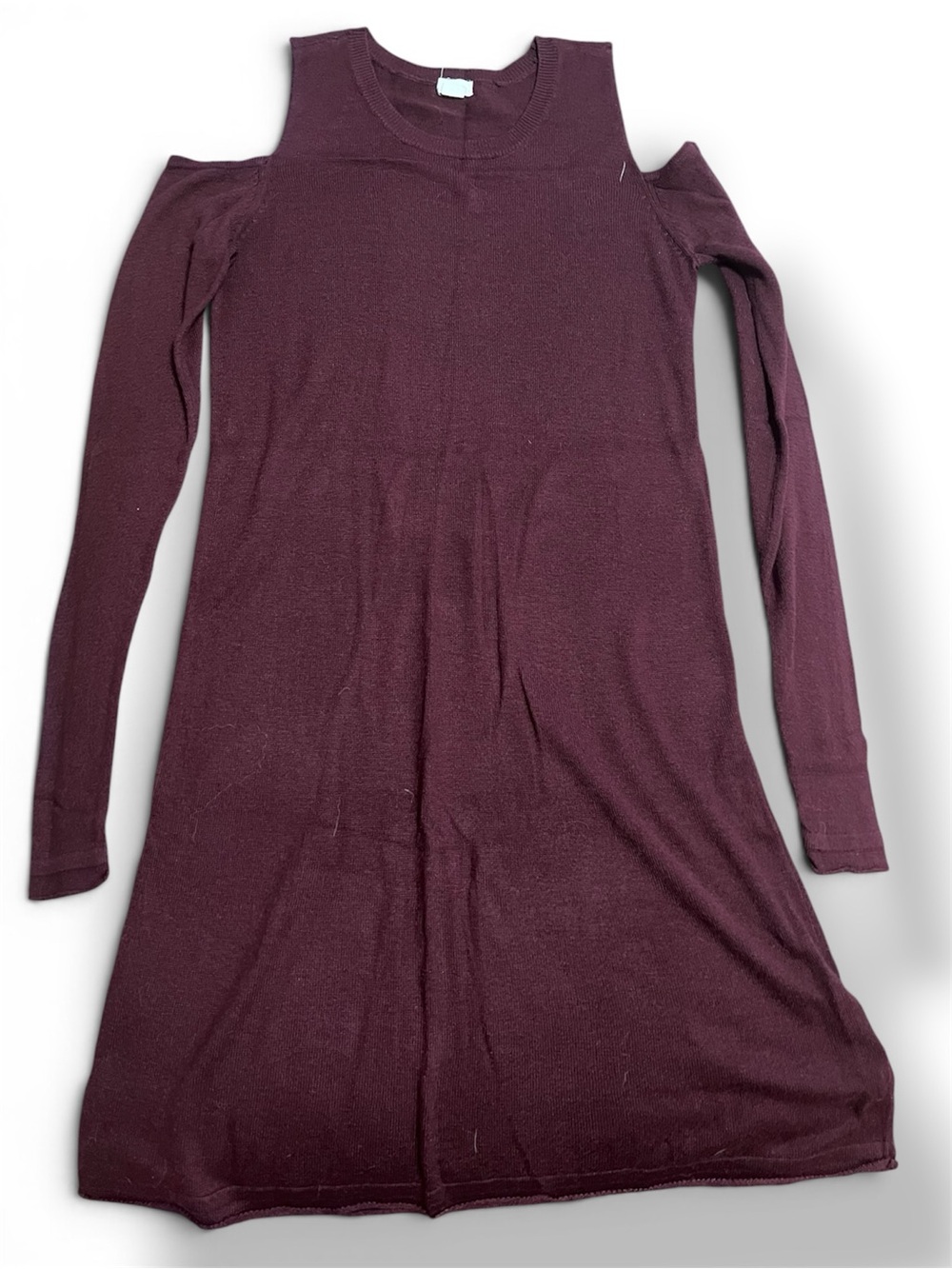 Garage Cold-Shoulder Long Sleeve Dress in Burgundy